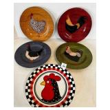 5 Chicken Porcelain Plates for Wall Dï¿½cor 8'