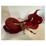 Wood Horse Saddle Mold, cast iron horn painted