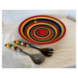12ï¿½' Swirl Salad Serving Bowl w/serving utensils