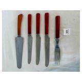 Bakelite Handles Knives Red & Butterscotch