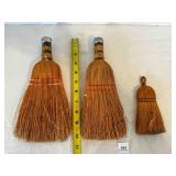 3 Vintage Whisk Brooms