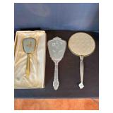 Vintage Vanity Hand Held Mirrors-2& Brush