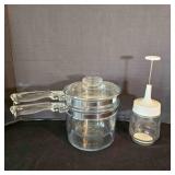 Pyrex Glass 1ï¿½qt Double Boiler, Hand Chopper Gemco