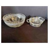8' Pressed Glass Serving Bowl, Glass Juice Reamer