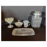 Pressed Glass Canister, pedestal candy dish