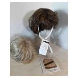 2 Wigs, Fishnet Wig Cap, Wig Stand--look unused