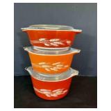 3 Pyrex Autumn Harvest Cinderella Casserole Dishes