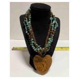 5 Strand Faux Turquoise & Brown stones necklace