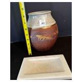 White marble like Change Tray & Pottery Native