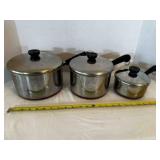 Revere Ware Cooking Pots w/lids 4qt, 3qt, 1qt