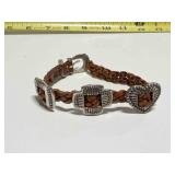 Brighton 1994 Belt Leather Braid Conch Bracelet