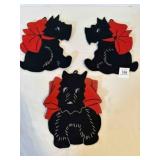 3 Scotty Dog Hand stitched on Felt Hot pads??