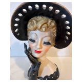 Lady Head Vase w/eyelashes 6ï¿½' tall, no cracks or