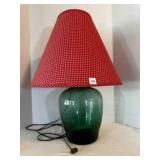 Green Glass Ginger Jar made into a lamp w/shade