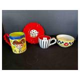 Mary Engelbreit style dishes, Cup & saucer, bowl