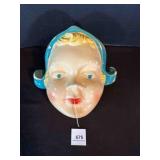 Chalkware Wall String Holder Blue Hat Dutch Girl