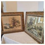 2 Vintage Plaster Ornate Frames w/glass 27x23'