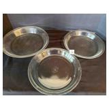 3 Glass Pyrex Pie Plates-2-9' and 1-10'