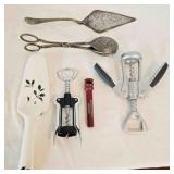 Cork Bottle Openers, 2 Pie Servers, Silver Plated