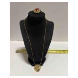 Heart Locket Necklace w/serpentine chain 24'