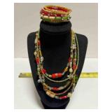 5 Graduated Strand Bead Necklace, Slinky Style