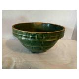 Green Window Pane Crock Mixing Bowl 9ï¿½' Antique