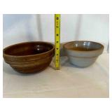 2 Yellowware Crock Mixing Bowls largest 8'