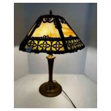 Cast Iron Tiffany Style Lamp-Slag Inserts 23' tall