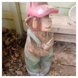 Carved Wood Bear w/partial fishing pole 31' tall