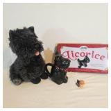 Scotty Dog-Stuffed, Ceramic Scotty, Licorice Tin