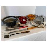 2 small Enamel ware Strainers, Utensils , blue