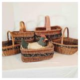 5 Wicker Baskets w/Handles great for decorating