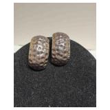 Mexico 925 Silver Hammered Look Clip On Earrings