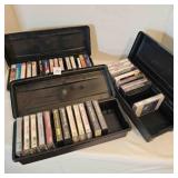 Cassette Tapes in Cassette Storage plastic boxes