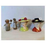 2 Lady Heads-ceramic, Fitz & Floyd Boy w/Balloon