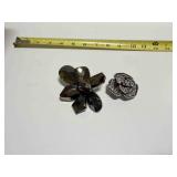 2 Large Statement Cocktail Brooches-lg dark gray