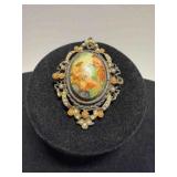 Victorian Porcelain Vintage Brooch adorned w/pearl