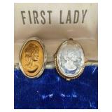 2 vintage Cameo Brooches-Jackie Kennedy is