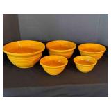 4 Yellow Unmarked Mixing Nesting Bowls 3 rings on