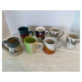 7 Coffee Mugs Cups-3 are pottery