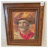 Old Mustache Cowboy on Canvas by Larry D Major