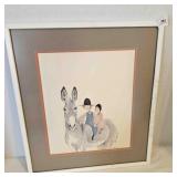 Drawing Signed & numbered Print, framed Donkey