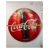 Coca Cola 24' Button Advertising Sign, has dents &