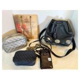 Black Leather purse w/conches, shows wear, Kitty