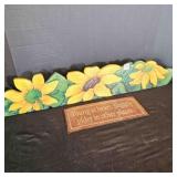 Sunflowers Hand craved and painted on old wood