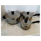 Revere Ware Cooking Pots w/lids 4ï¿½qt, 3qt, 1qt