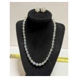 Aurora Borealis 18' Glass Bead Necklace & Earrings