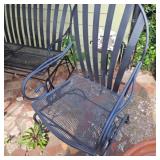 Black Outdoor Spring Loaded Rocker Metal Chair