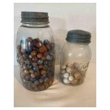 Vintage Clay Marbles some glass, in Kerr jars
