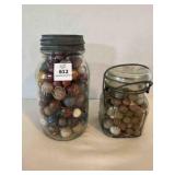 Vintage Marbles clay glass, in Mason & Acme jars